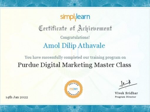 PGDM Purdue Digital Marketing Masterclass  Certificate of Achievement