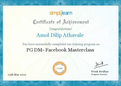 PGDM Purdue Facebook Masterclass Certificate of Achievement