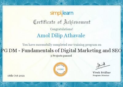 PGDM Purdue Fundamentals of Digital Marketing  Certificate of Achievement