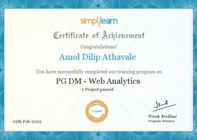 PGDM Purdue Web Analytics Certificate of Achievement