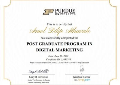 Post Graduate Program in Digital Marketing from Purdue University